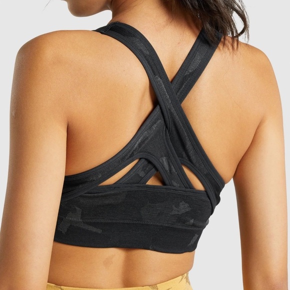 Gymshark Other - Gymshark Adapt Black Double Cross Back Camo Sports Bra w/Padding EUC S